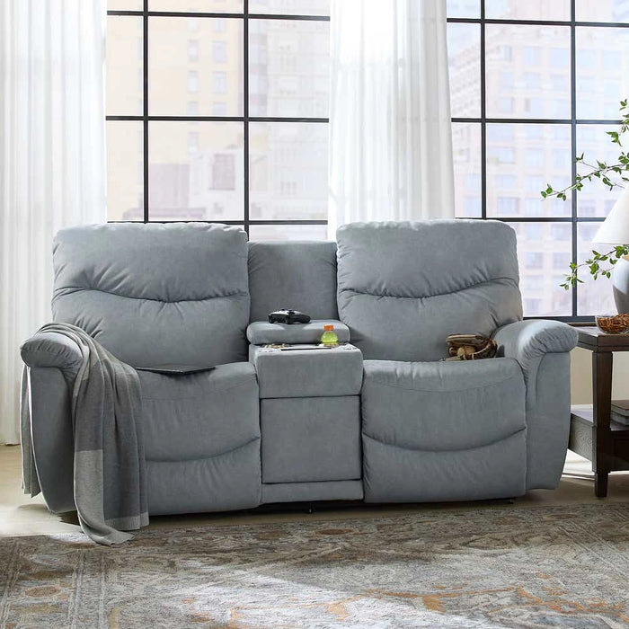 James Power Reclining Loveseat w/ Headrest & Console