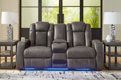 Fyne-Dyme Power Reclining Loveseat with Console - Sigrist Furniture (Sturgis,MI)