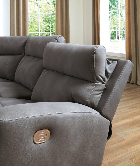 Next-Gen DuraPella Power Reclining Sectional Loveseat with Console - Sigrist Furniture (Sturgis,MI)