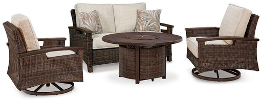 Paradise Trail Outdoor Loveseat, Lounge Chairs and Fire Pit Table - Sigrist Furniture (Sturgis,MI)