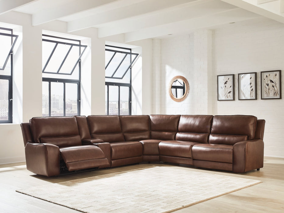 DeepWakes Reclining Sectional with Storage Console - Sigrist Furniture (Sturgis,MI)