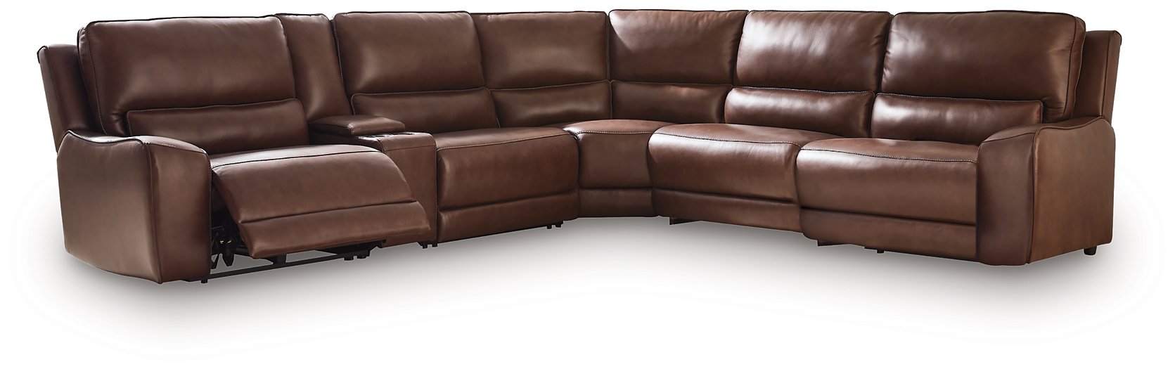 DeepWakes Reclining Sectional with Storage Console - Sigrist Furniture (Sturgis,MI)