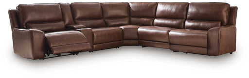 DeepWakes Reclining Sectional with Storage Console - Sigrist Furniture (Sturgis,MI)