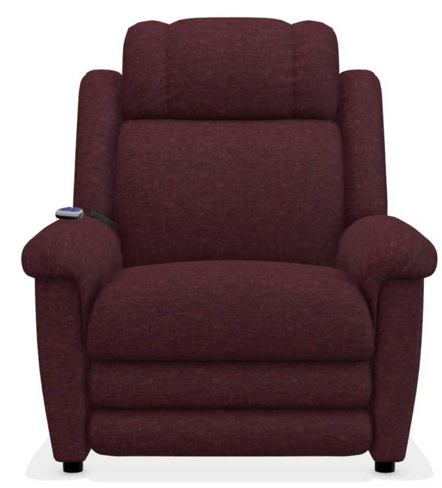 La-Z-Boy Clayton Burgundy Gold Power Lift Recliner with Massage and Heat - Sigrist Furniture (Sturgis,MI)